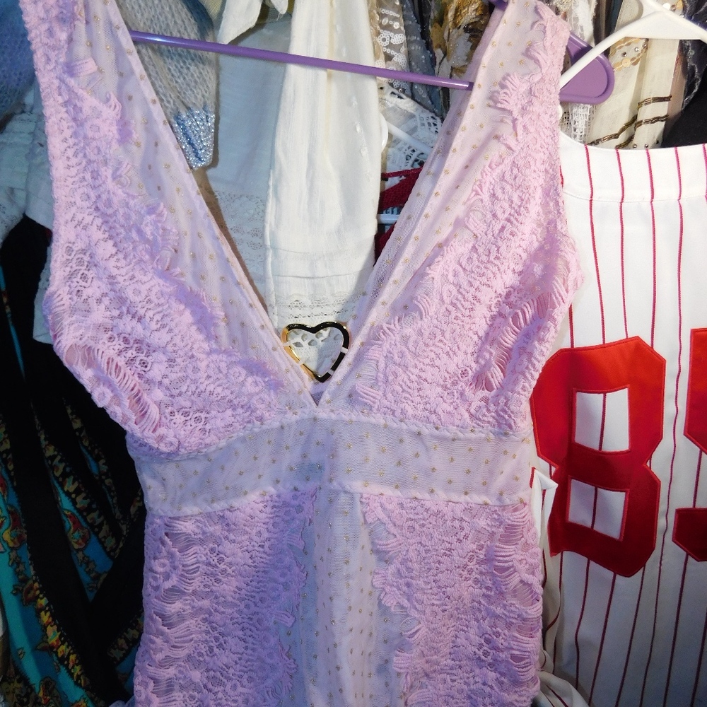 Free People Breaking Hearts Metllic Lce Bodysuit - Picture 4 of 5